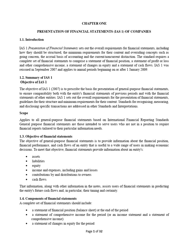 IAS 1: Financial Statement Standards | PDF | Financial Statement ...