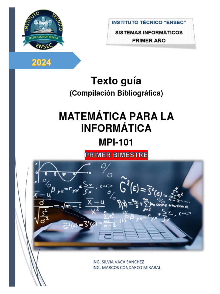 1 Guia Matematicas para La Informatica 2024 PRIMER BIMESTRE | PDF ...