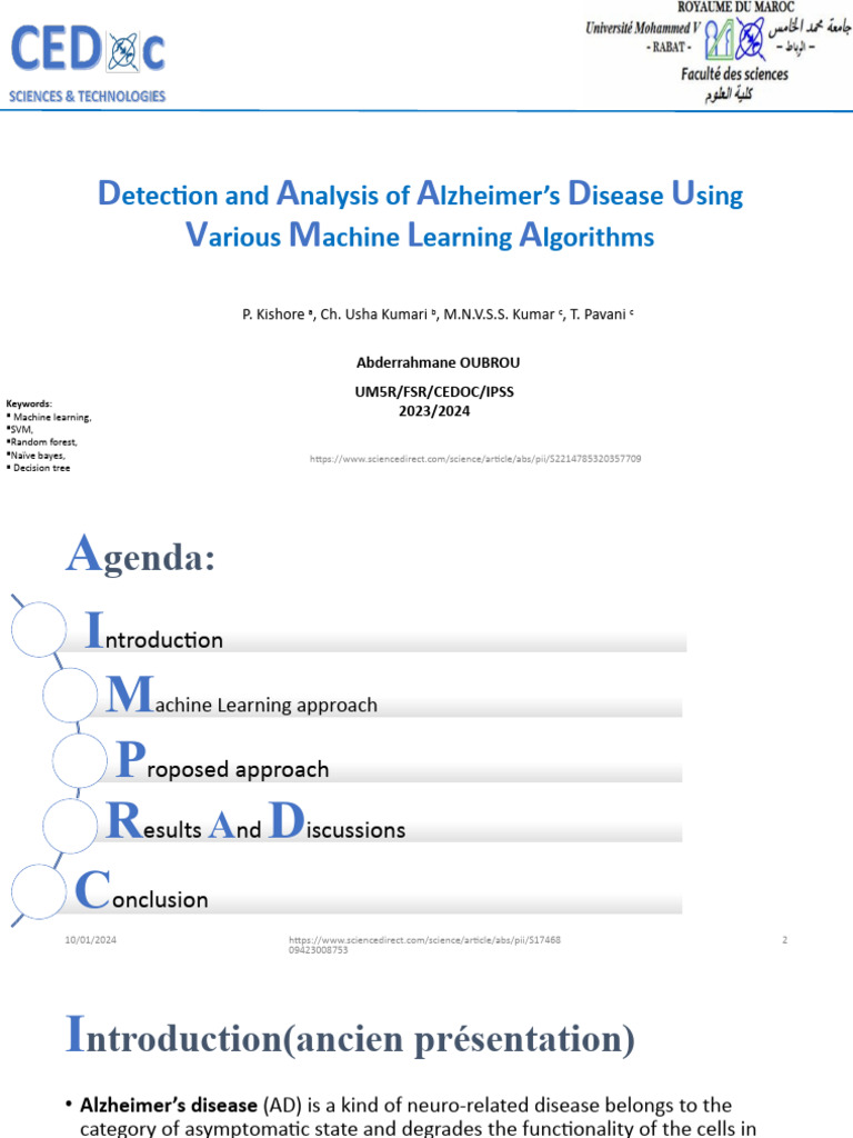 Detection and Analysis of AD Using Various Machine | PDF | Support ...