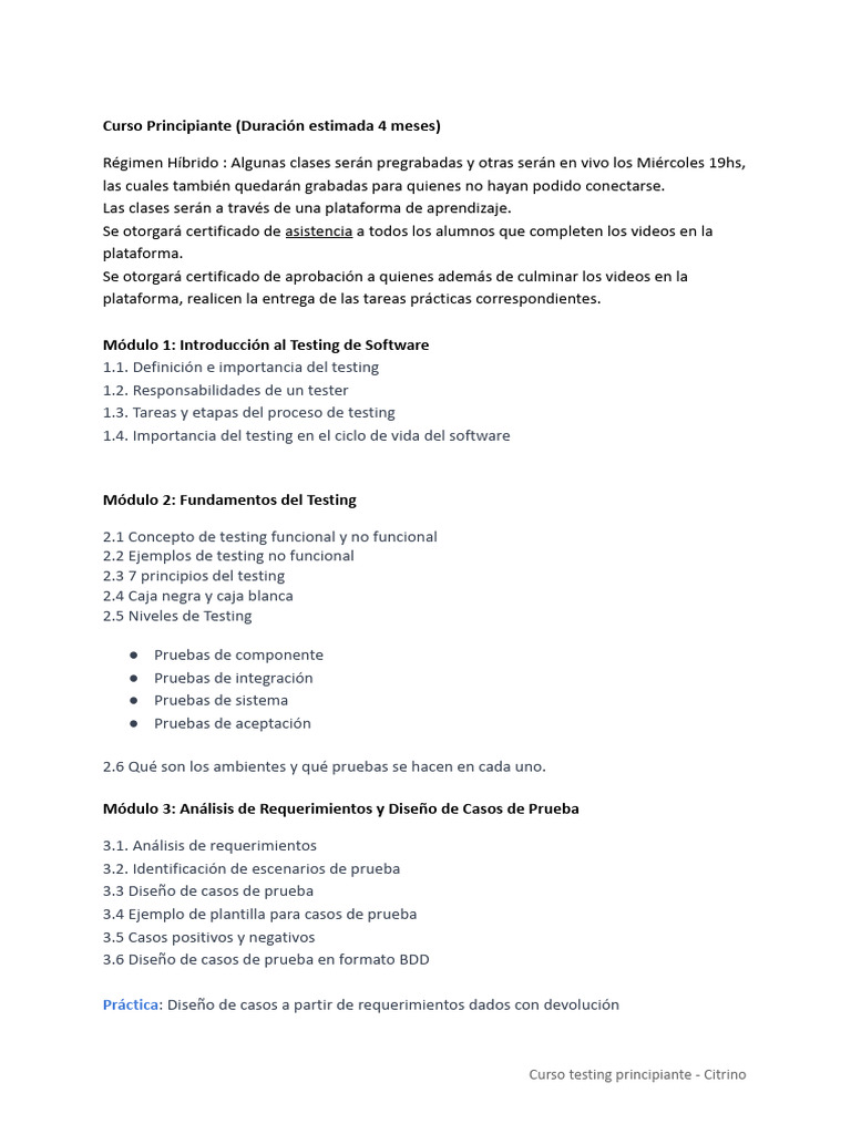 Curso de Testing de Software para Principiantes | PDF | Pruebas de ...