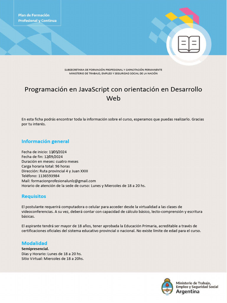 Programación en Javascript Con Orientación en Desarrollo Web | PDF ...