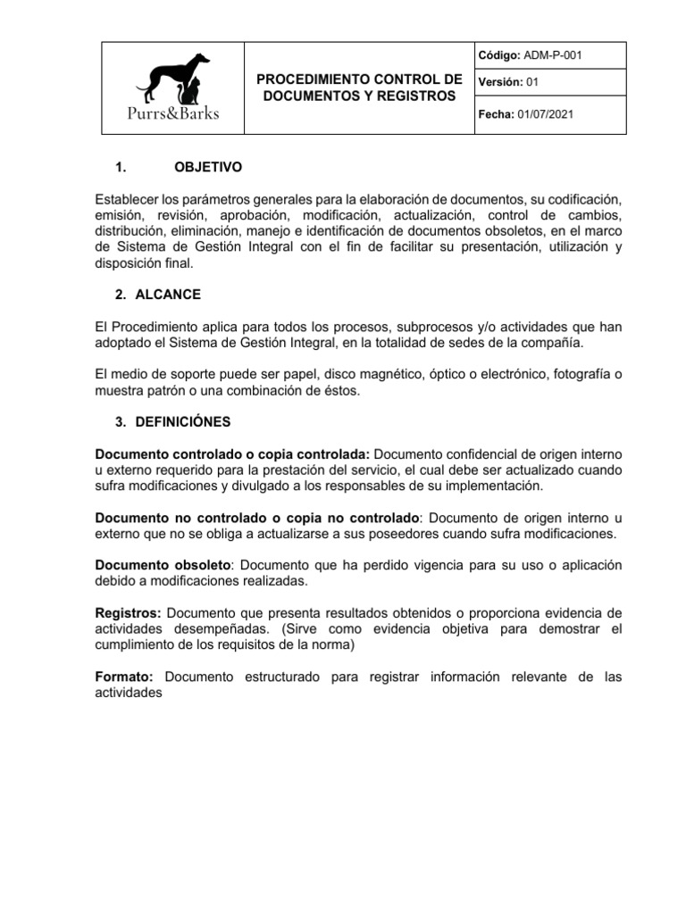 Procedimiento Control de Documentos y Registros | PDF | Hilo ...