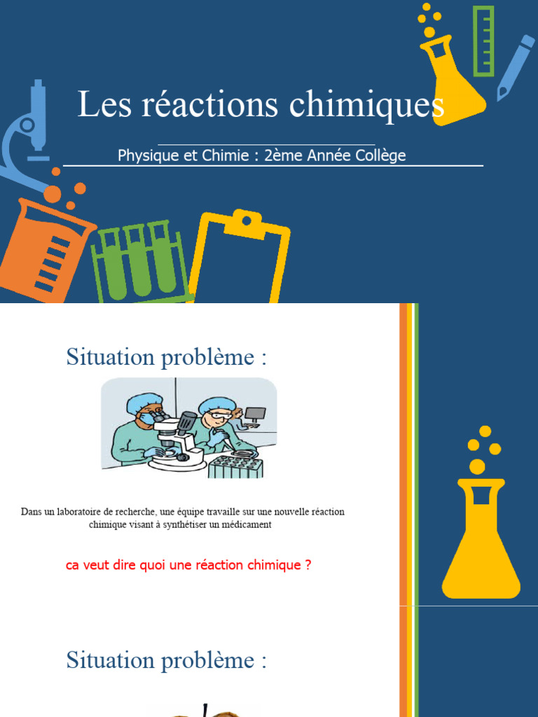 Réactions chimiques en 2ème année collège | PDF | La combustion | Chimie