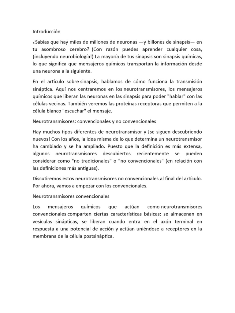 Neuro Tram I Sores | PDF | Sinapsis | Acetilcolina