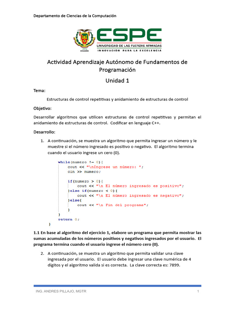 Algoritmos en C++: Estructuras de Control | PDF | Algoritmos | C