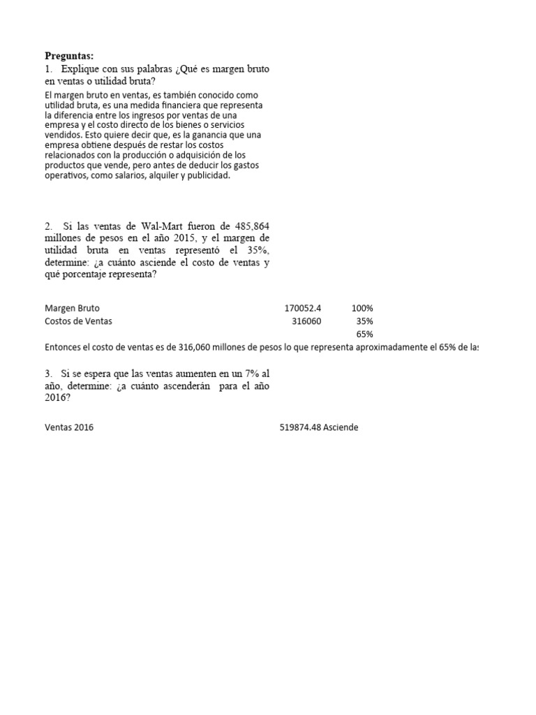 Análisis de Margen Bruto y Costos de Ventas | PDF | Margen bruto ...