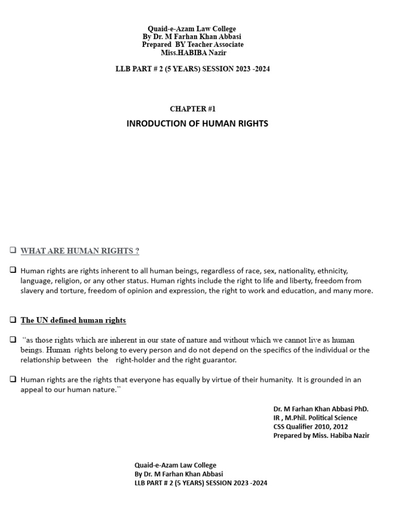 LLB Part2 Handsout of Human Righs | PDF | Human Rights | International Law