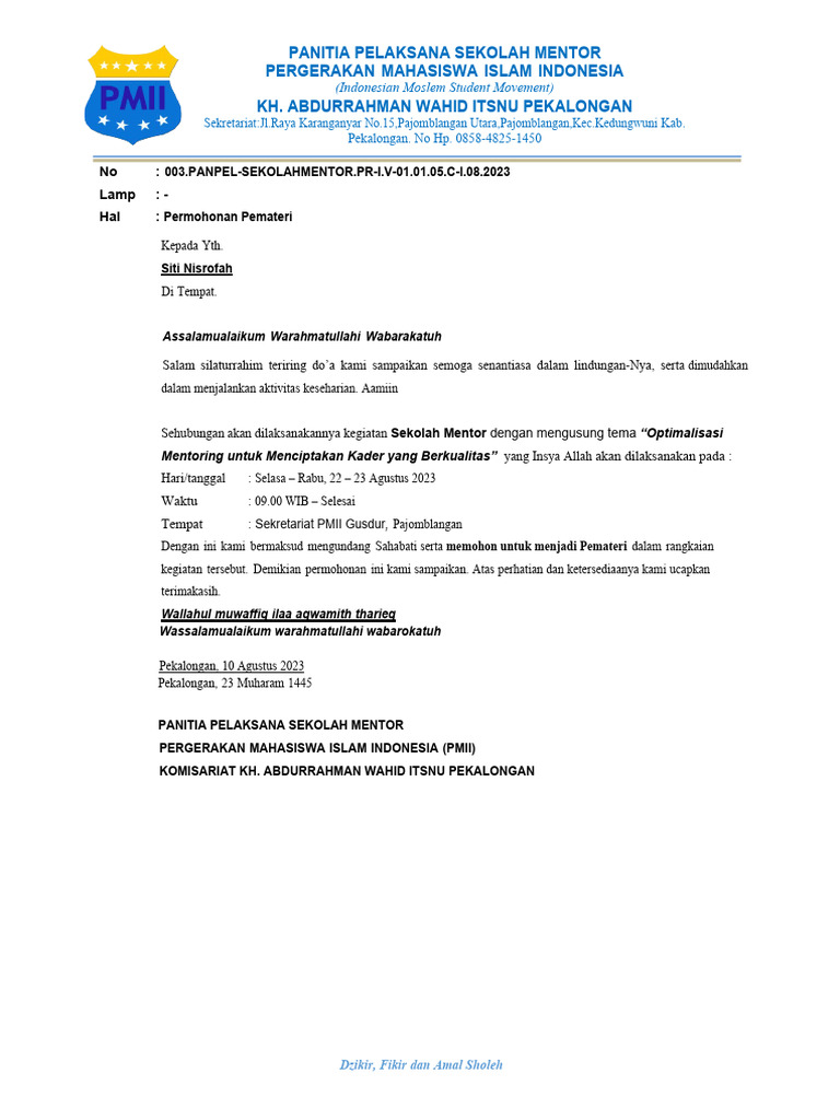 Undangan Raker Rayon Saintek | PDF