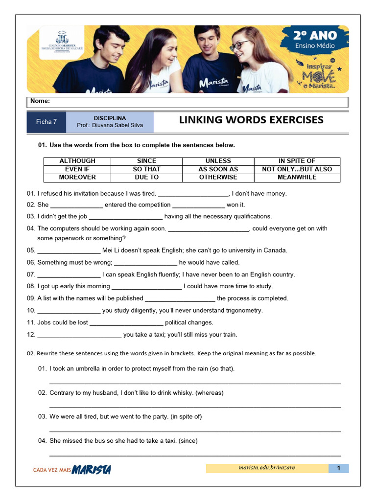 07- FICHA 7 - EXERCISES ON LINKERS | PDF | Natural Rubber | Scarecrow (Oz)