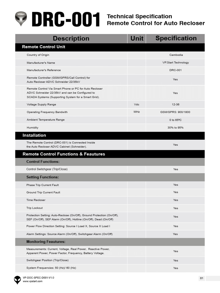Drc 001 Specification V1 0 23 10 21 Pdf Ac Power Electrical