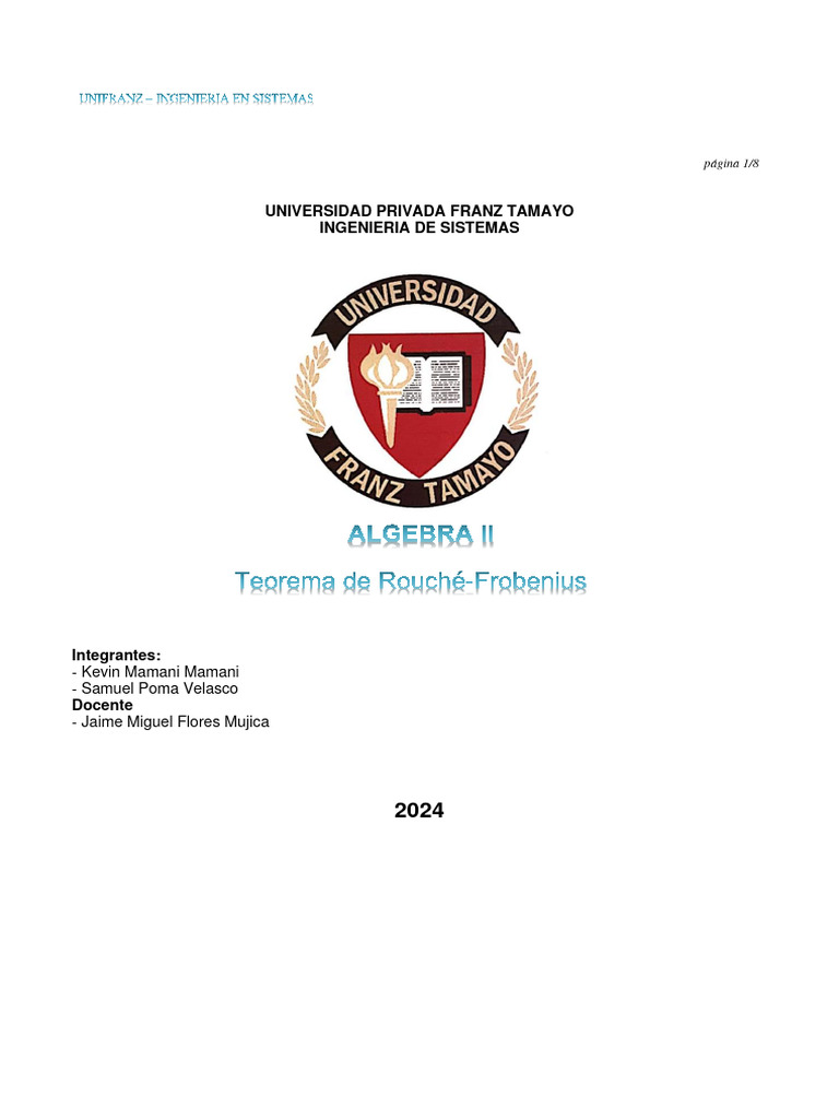 Teorema de Rouché-Frobenius-ejercicios Hito 3 Informe | PDF | Matriz ...