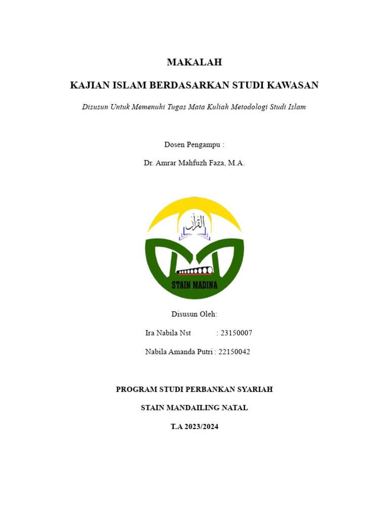 Kajian Islam Berdasarkan Studi Kawasan | PDF