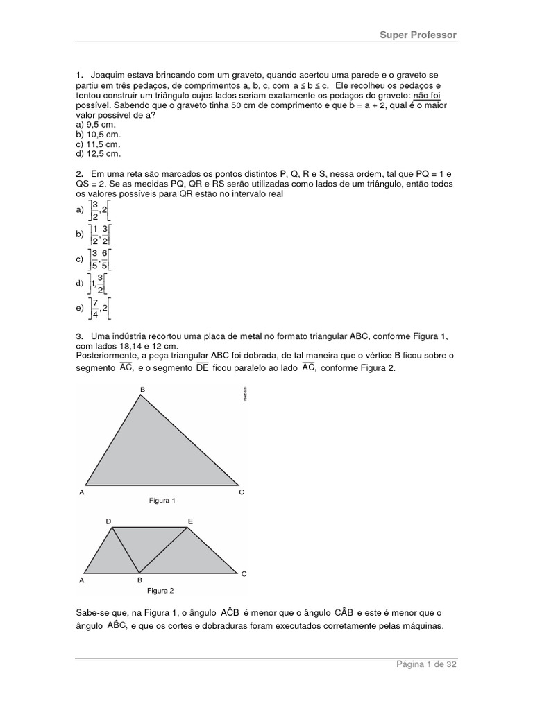 Problemas de Matemática e Geometria | PDF | Triângulo | Geometria do ...