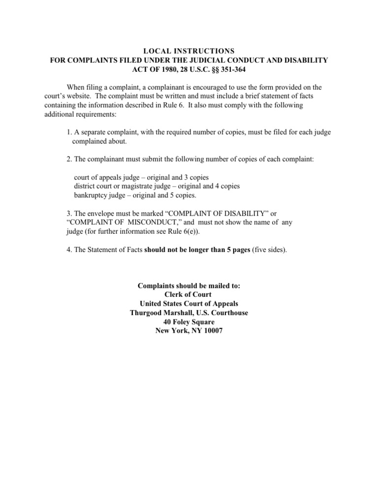 Filing Judicial Misconduct Complaints | PDF | Complaint | United States ...
