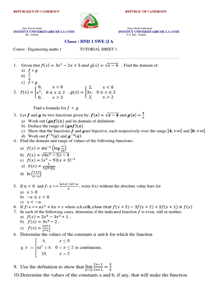 Eng Maths 1 Td 1 Pdf Analysis Mathematical Logic