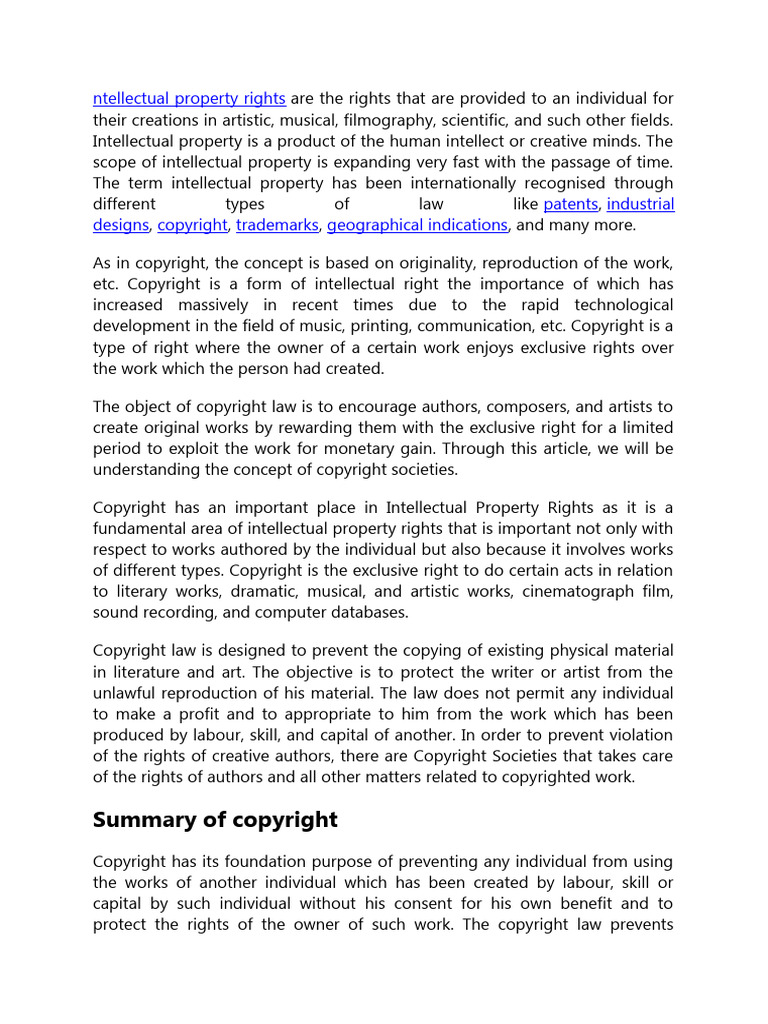Ntellectual Property Rights | PDF | Copyright | Intellectual Property