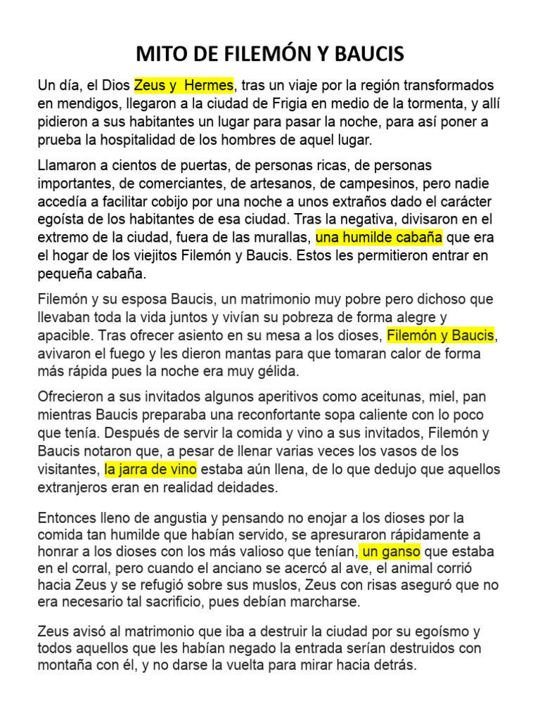 Mito de Baucis y Filemón PDF