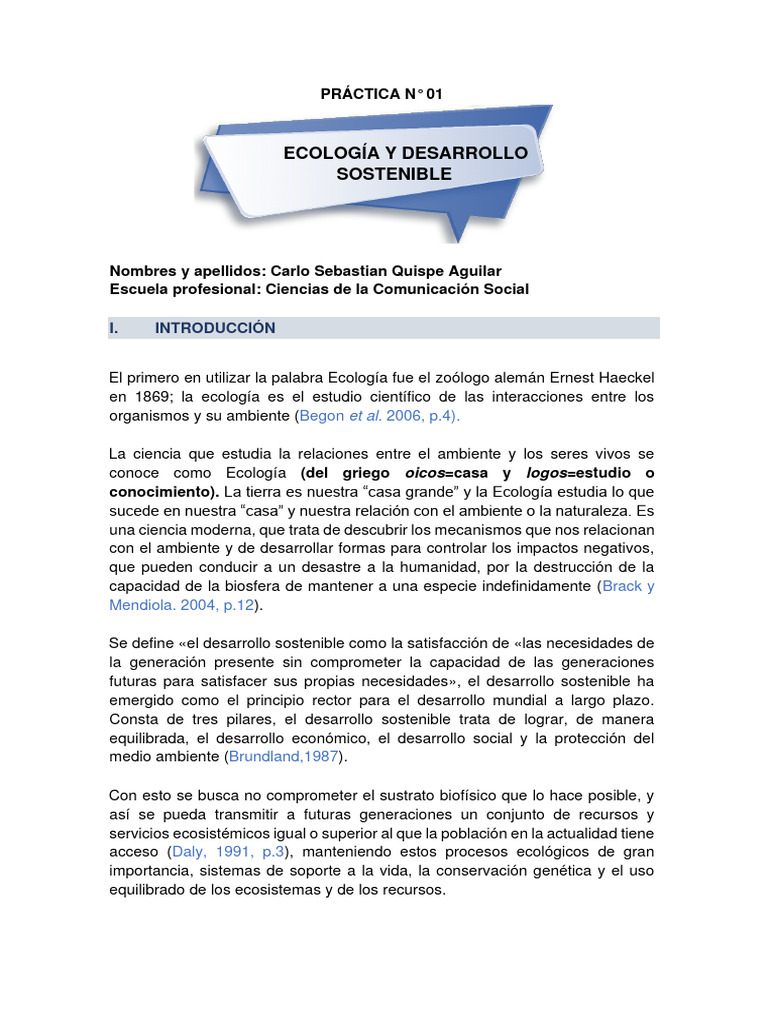 PRACTICA 1 Ecologia | PDF | Ecología | Entorno natural