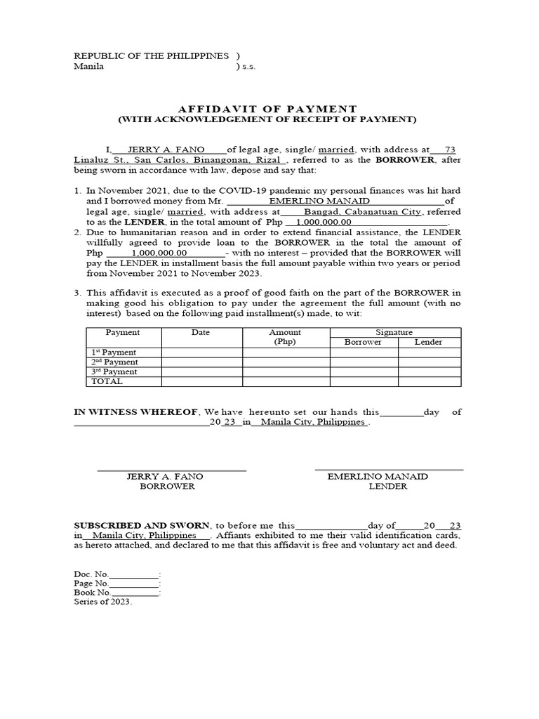 Affidavit of Payment | PDF | Interest | Loans