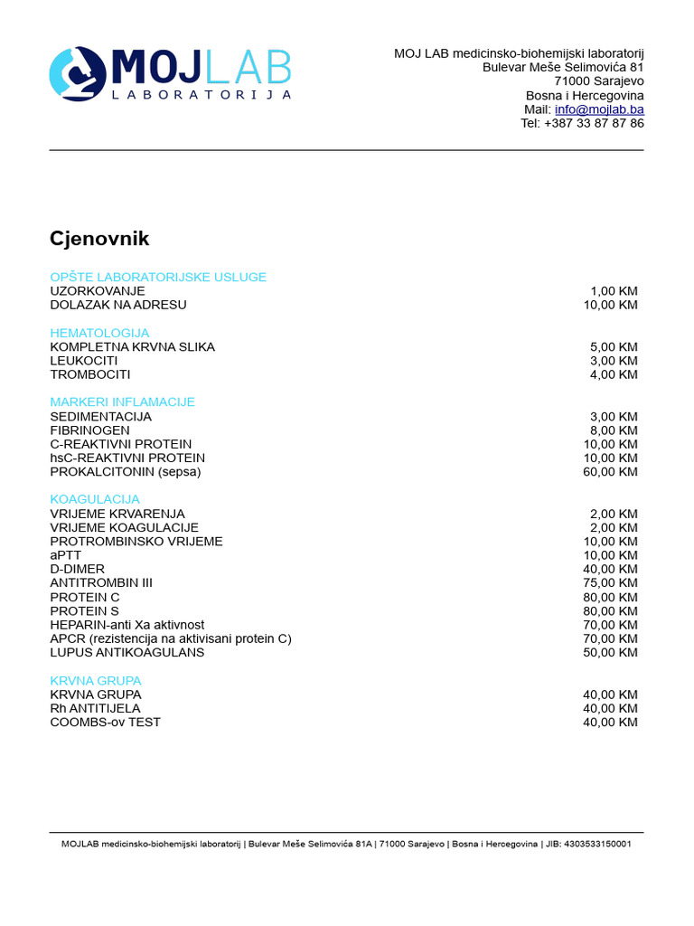 Cjenovnik | PDF