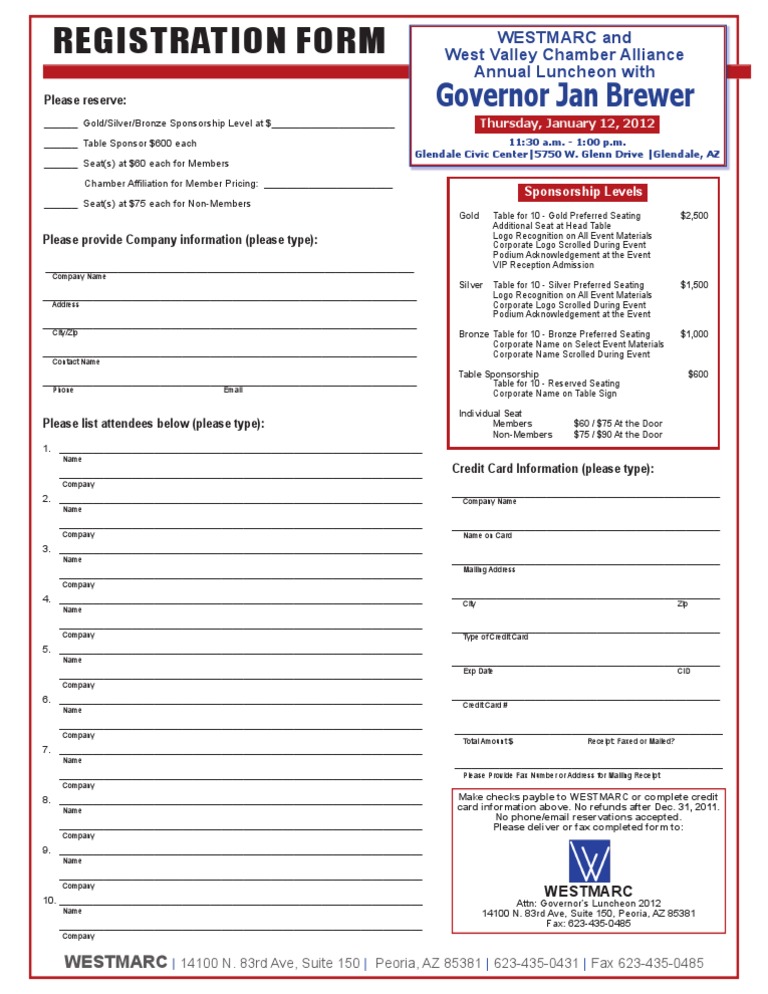 Westmarc Gov 2012 Registration | PDF