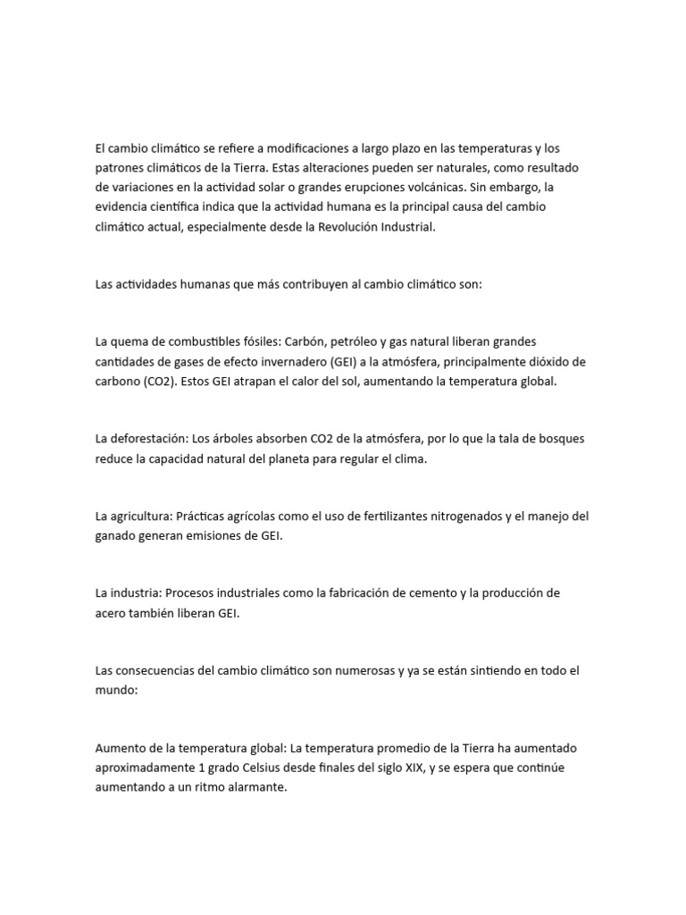Causas y efectos del cambio climático | PDF | Clima | Gases de efecto ...