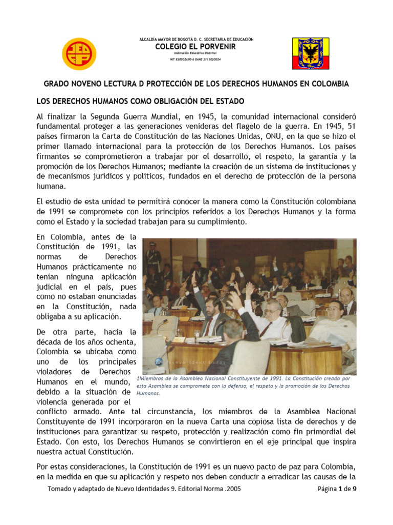Lectura D Proteccion de Los Derechos Humanos en Colombia | PDF ...