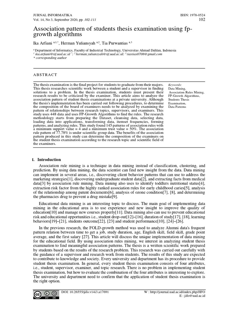 Thesis Examination Patterns Using FP-Growth | PDF | Information ...