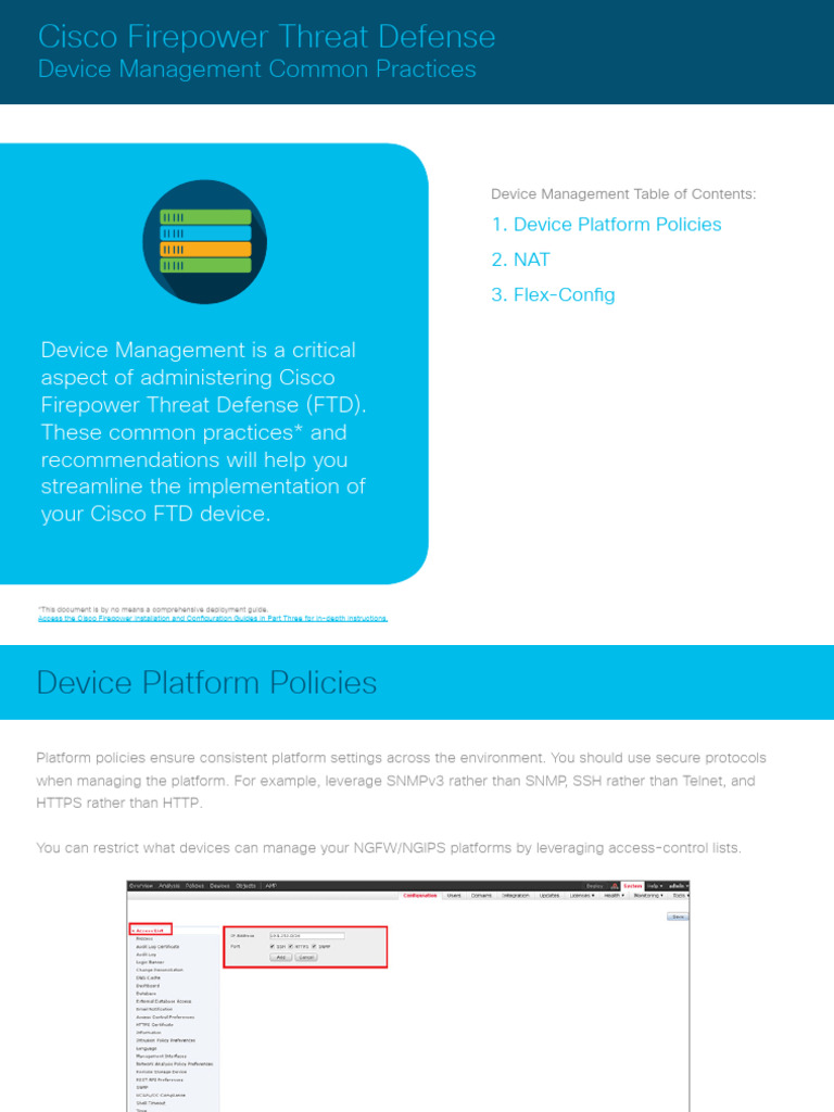 Device Management Common Practices: 1. Device Platform Policies 2. NAT ...