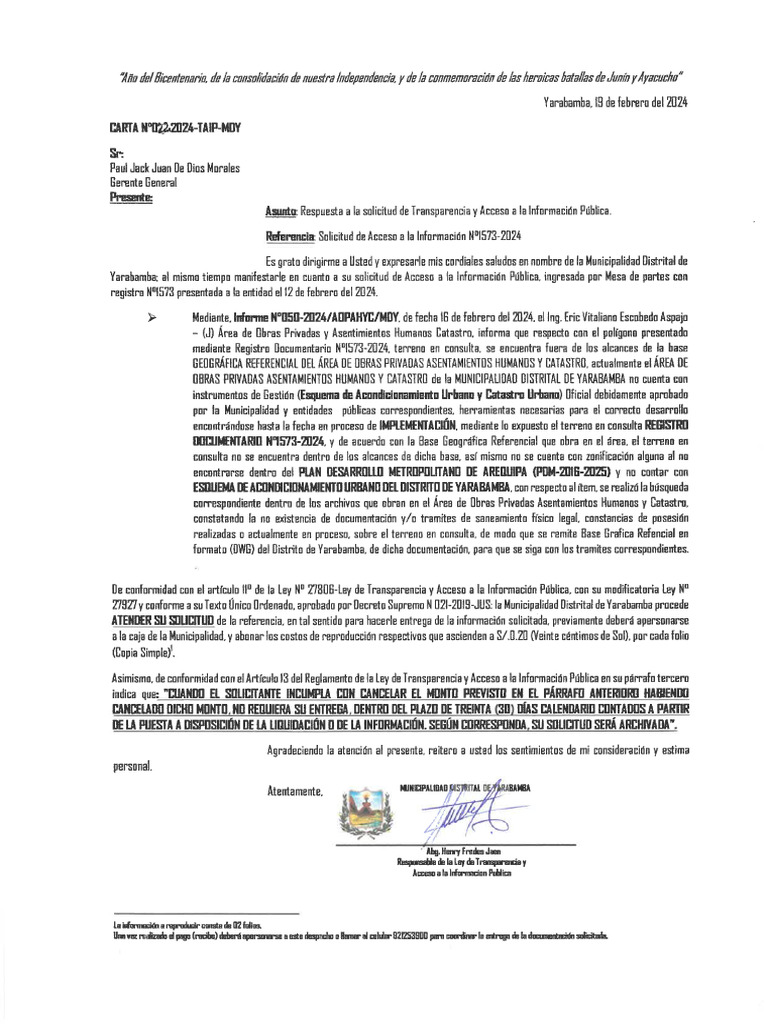 Rpta Mun Yarabamba Completa | PDF
