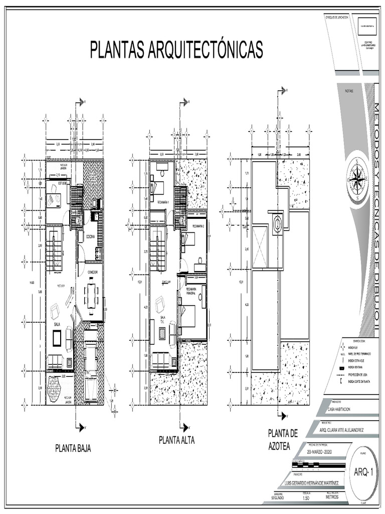 Plantas Arquitectónicas: Planta de Azotea Planta Baja Planta Alta | PDF