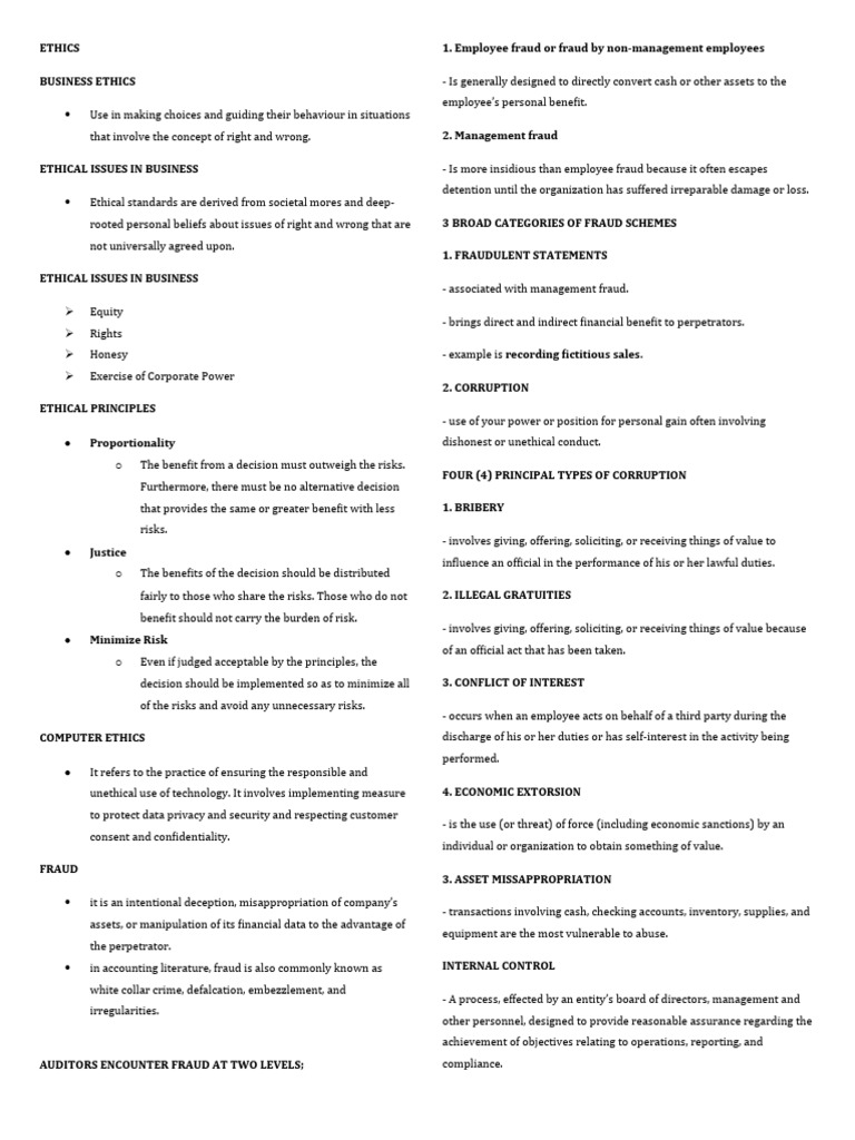 Business Ethics and Internal Controls Guide | PDF | Internal Control ...