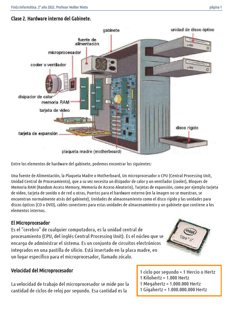 Informática 5 | PDF | Hardware de la computadora | Hertz