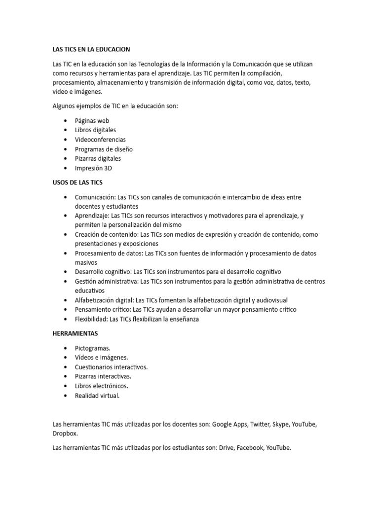Las Tics en La Educacion | PDF | Tecnología de información y ...