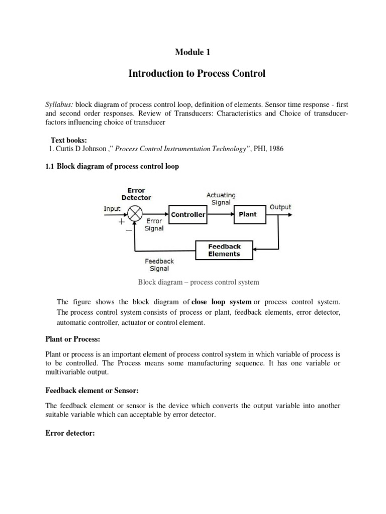 Chapter 1 Introduction To Process Control Download Free PDF Sensor