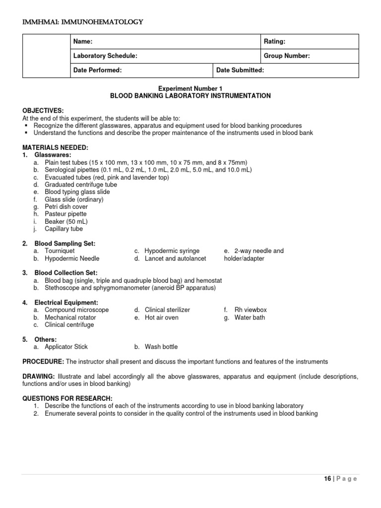 Immunohema Lab Activities | PDF | Blood Type | Blood Plasma