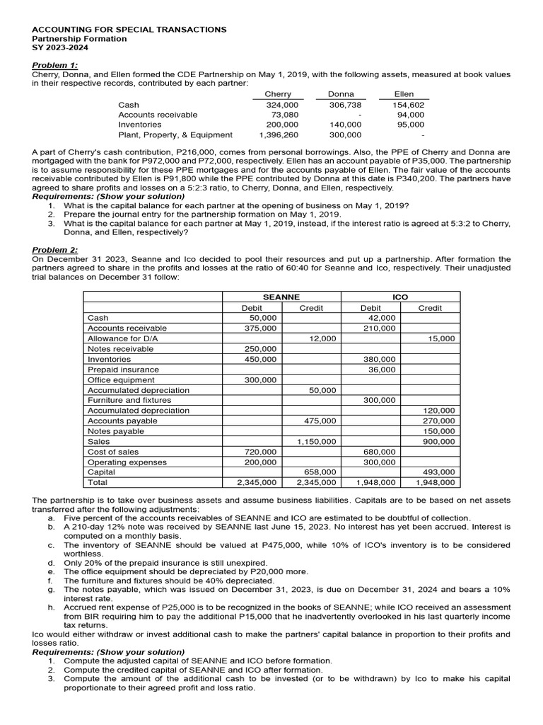 Partnership Formation Accounting Guide | PDF | Debits And Credits ...