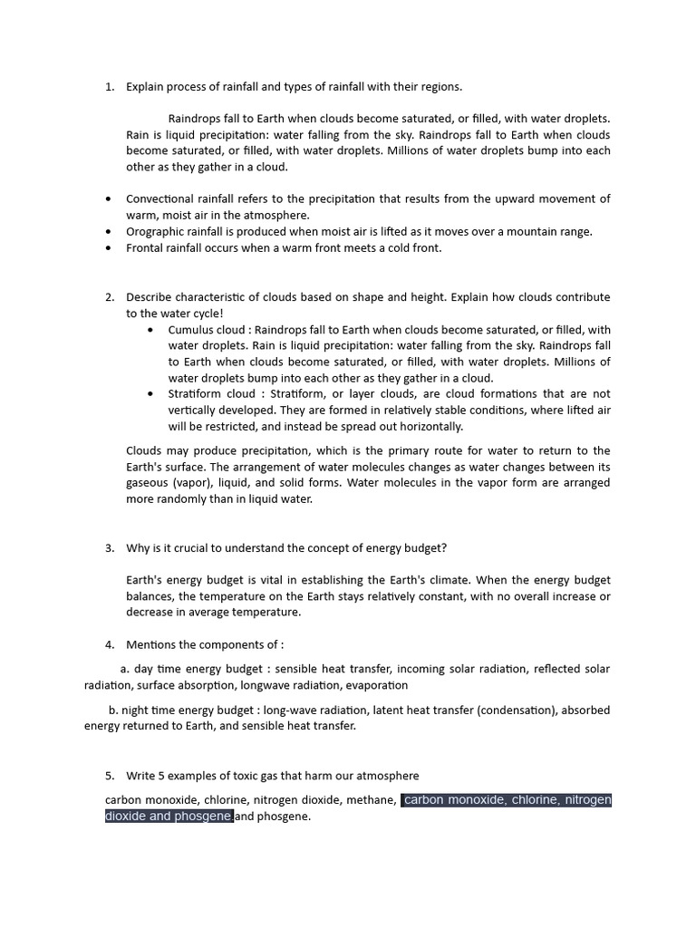 Geo - Review | PDF | Cloud | Precipitation