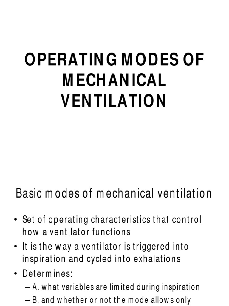Modes of Mechanical Ventilation Explained | PDF | Breathing | Physiology
