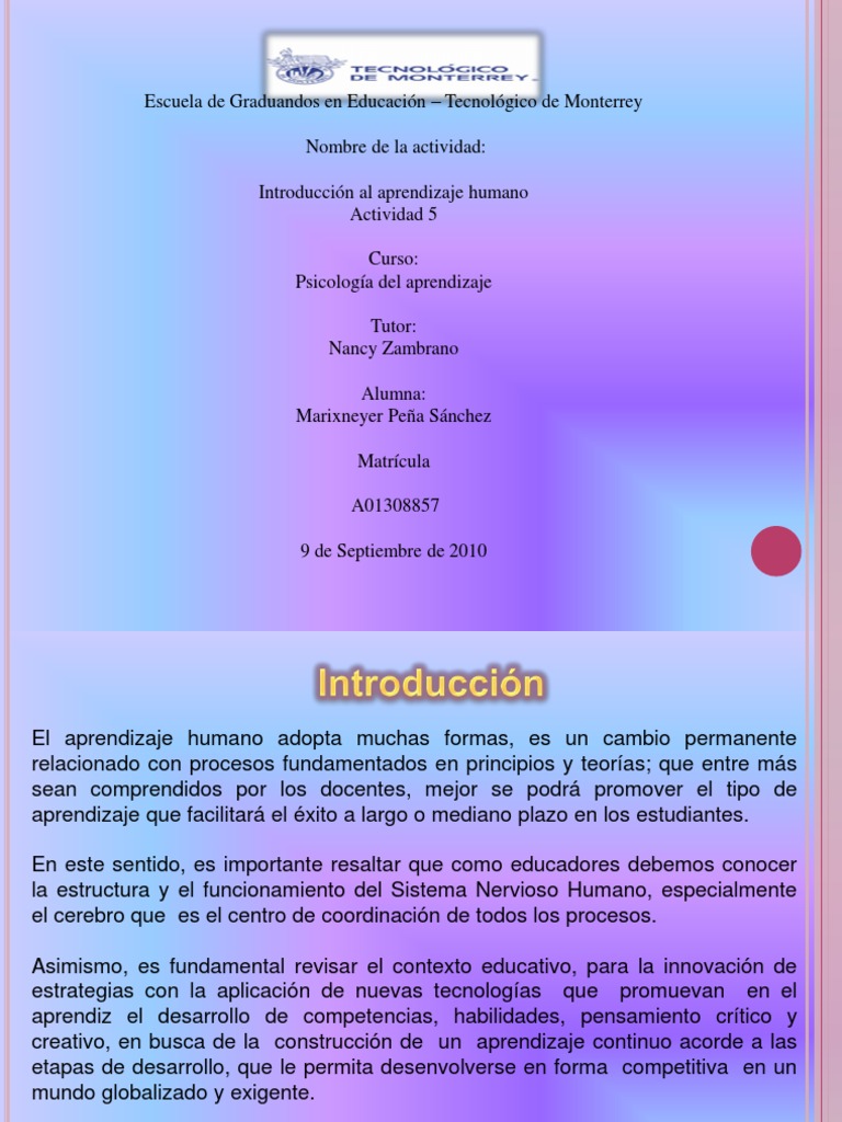 ACTIVIDAD 5 Mapa Conceptual Aprendizaje Humano Cerebro