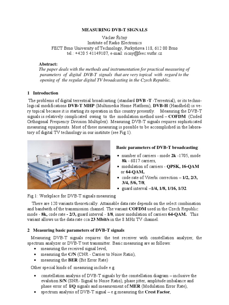 Measuring DVB-T Signals | PDF | Orthogonal Frequency Division ...