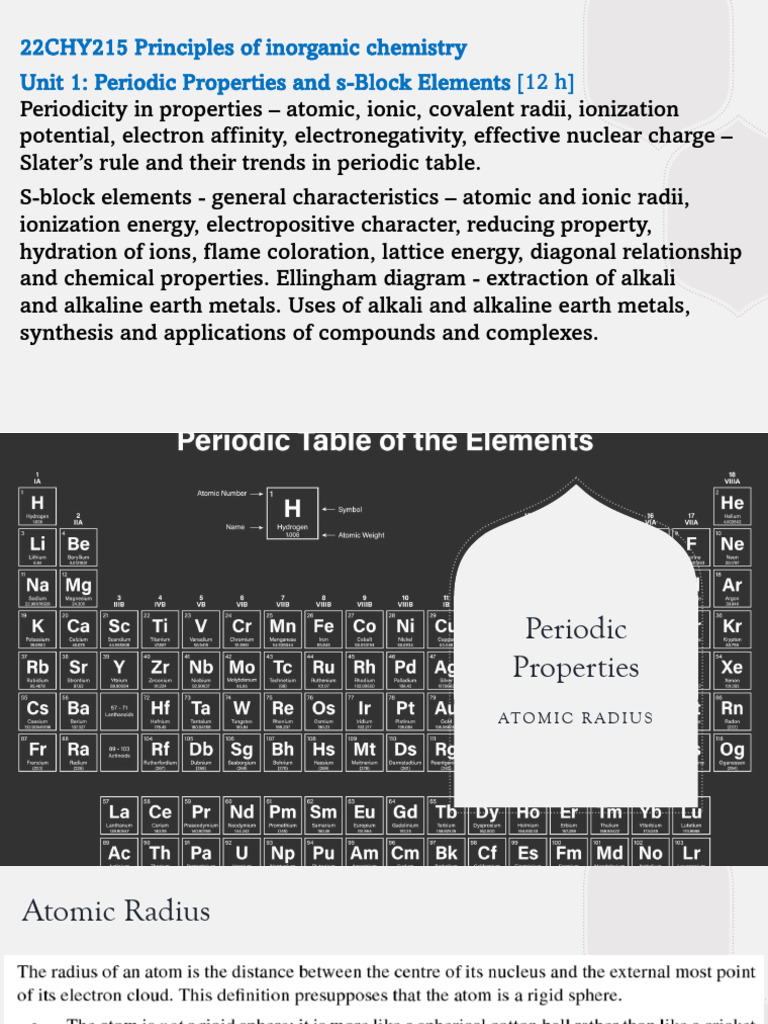 Periodic Properties - Unit 1 Full | PDF | Ionic Bonding | Ion