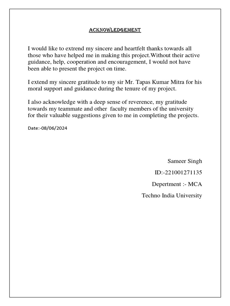 Project Acknowledgements and Certification | PDF | Career & Growth