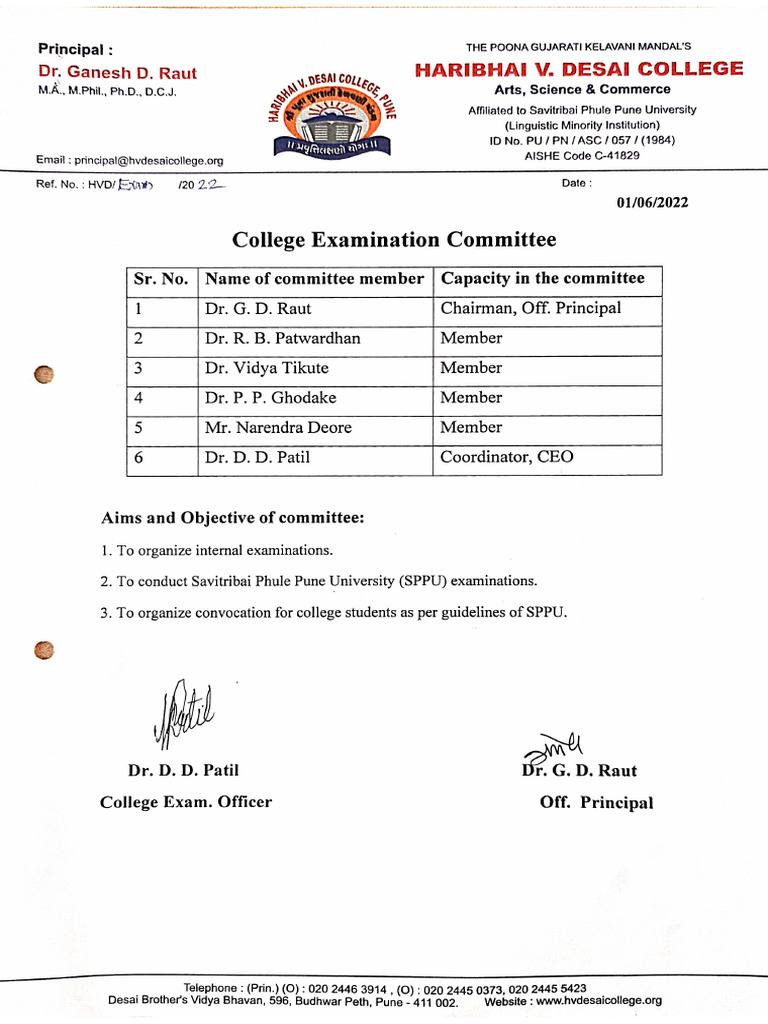 College examination committee pdf