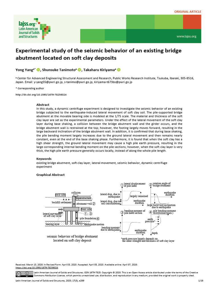 Experimental Study of The Seismic Behavior of An Existing Bridge On ...