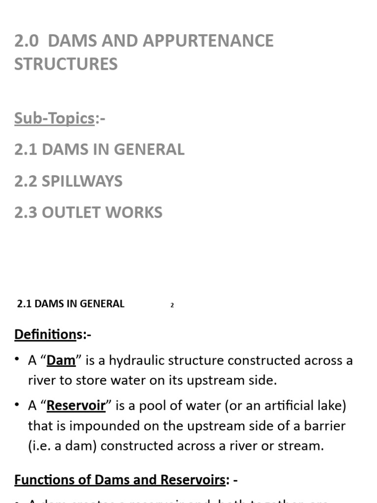Overview of Dams and Structures | PDF | Spillway | Dam