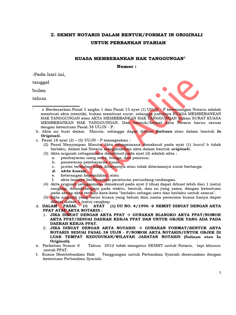 Format Akta SKMHT Notaris Syariah | PDF