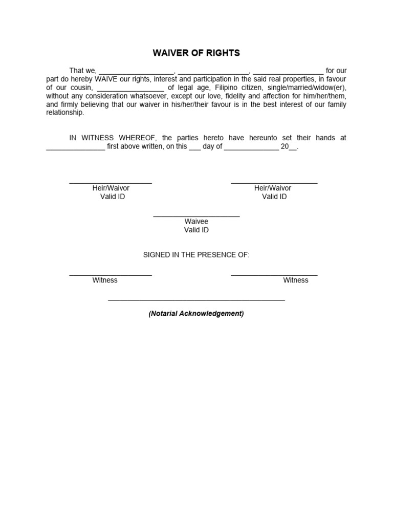 Real Property Rights Waiver Document | PDF