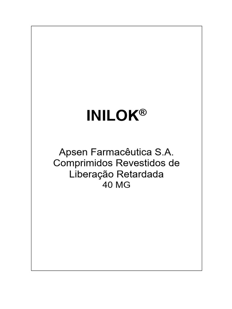 Inilok 40mg: Indicações e Eficácia | PDF | Farmacologia | Drogas