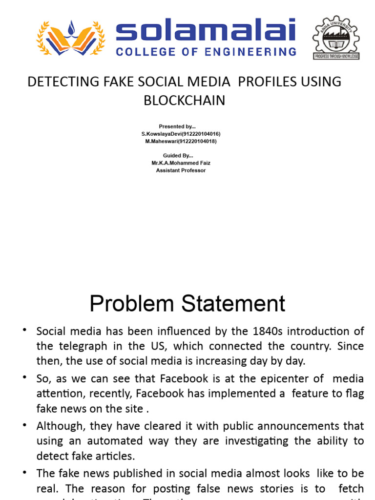 DETECTING FAKE SOCIAL MEDIA PROFILES USING BLOCKCHAIN | Download Free ...